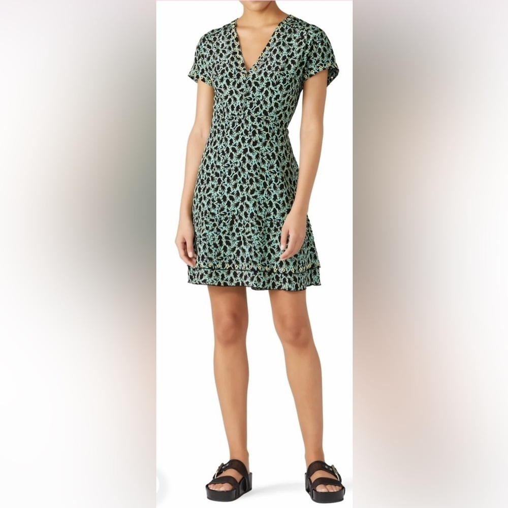 Derek Lam 10โ Crosby Silk Grommet Detail V-Neck Dress 8